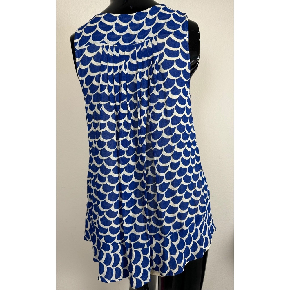 Moulinette Soeurs  for Anthropologie Blouse Sz S Blue White Beaded Embellished - Picture 9 of 10